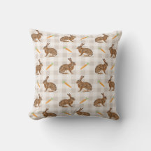 Rustikaler Hase und Karotte Beige Gingham Frühling