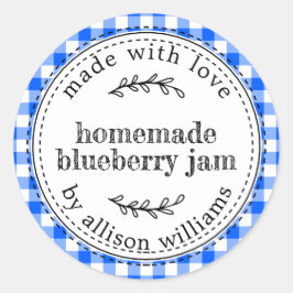 Rustikaler hausgemachte Blueberry Jam Bright Blue  Runder Aufkleber