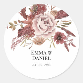 Rustikaler Herbst blüht Wasserfarbe Runder Aufkleber