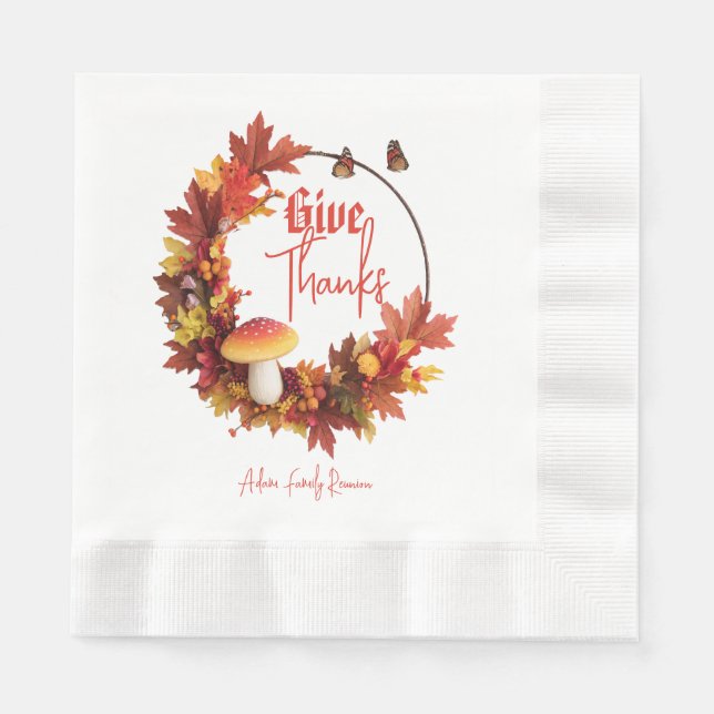 Rustikaler Herbst Danke Serviette (Vorderseite)
