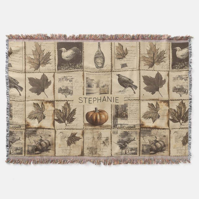 Rustikaler Herbst-Ephemerenkollage | Warm Earthy ( Decke (Vorderseite)
