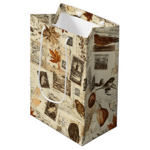 Rustikaler Herbst-Ephemerenkollage   Warm Earthy Mittlere Geschenktüte