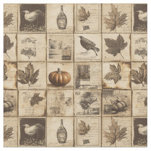 Rustikaler Herbst-Ephemerenkollage   Warm Earthy ( Stoff