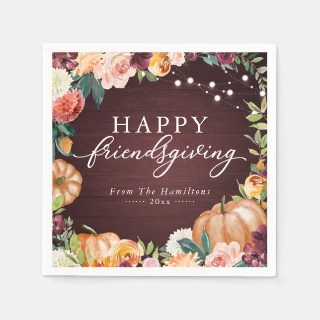 Rustikaler Herbst florale Friendsgiving Dinner Nap Serviette (Vorderseite)