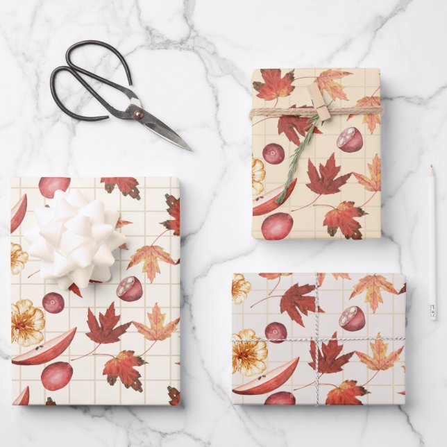 Rustikaler Herbst Geschenkpapier Set (Vorderseite)