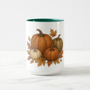 Rustikaler Herbst/Herbst Kürbis & Blätter Tasse