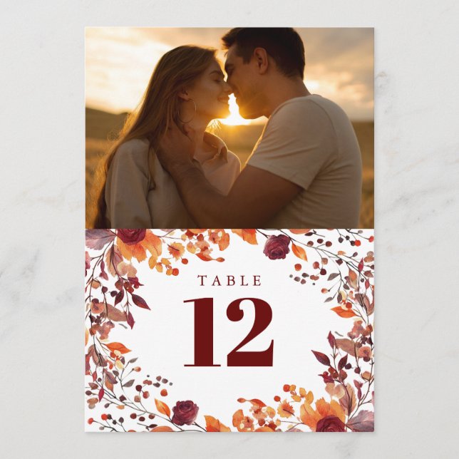 Rustikaler Herbst Herbstflora Foto Tischnummer (Vorderseite)