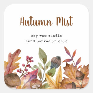 Rustikaler Herbst lässt Kerzenkosmetik zurück Quadratischer Aufkleber