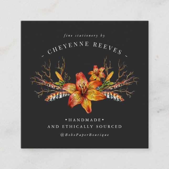 Rustikaler Herbst | Logo für Aquarellbilder Quadratische Visitenkarte (Vorderseite)