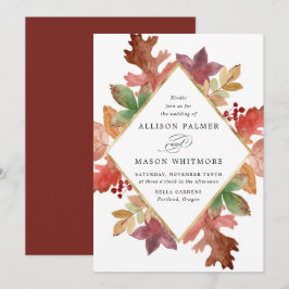 Rustikaler Herbst verlässt Hochzeit im Herbst Einladung