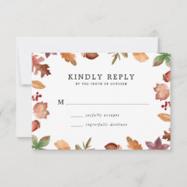 Rustikaler Herbst verlässt Hochzeit im Herbst RSVP Karte