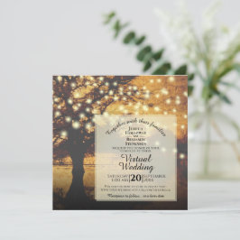 Rustikaler Herbstbaum mit Lichtern Virtual Wedding Einladung