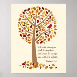 Rustikaler Herbstbaum Psalm 91 Christliche Bibelve Poster