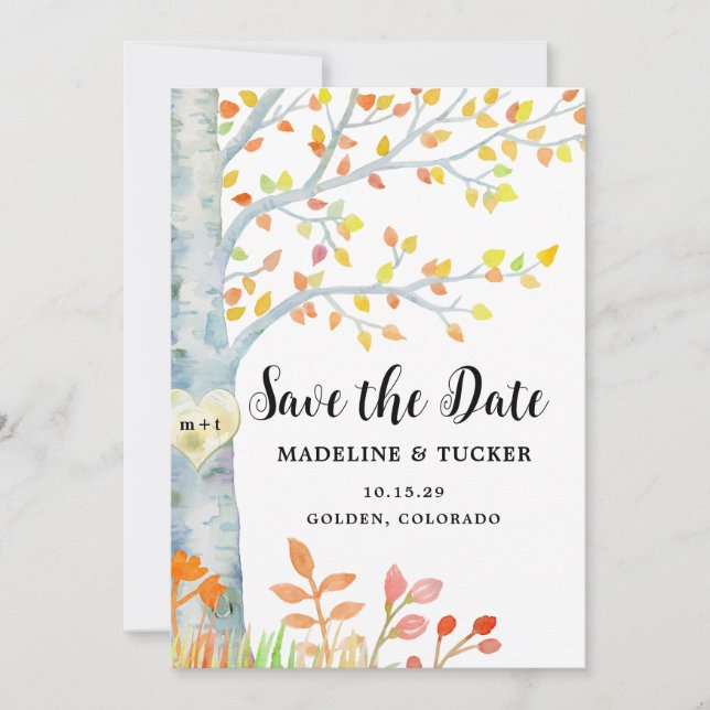 Rustikaler Herbstblätter-QR-Code Save-the-Date  Save The Date (Vorderseite)