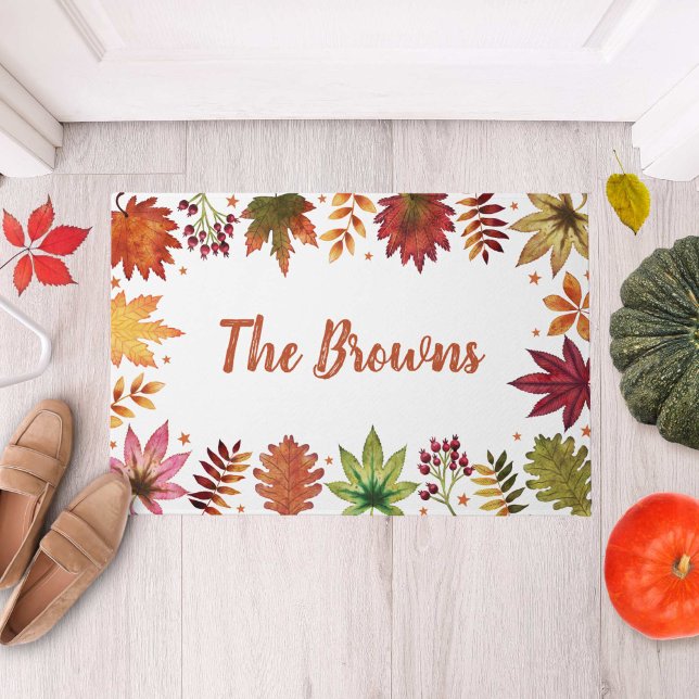 Rustikaler Herbsternte Herbstlaub Bauernhof Fußmatte (Rustic Autumn Harvest Fall Leaves Farmhouse Doormat)