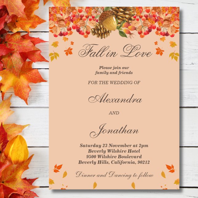 Rustikaler Herbstfall bei Liebe Hochzeit Einladung (Von Creator hochgeladen)
