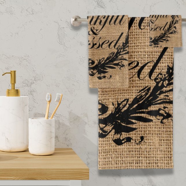 rustikaler Herbstherbst Erntedank dankbar gesegnet Badhandtuch Set (rustic fall autumn thanksgiving thankful blessed bath towel set)