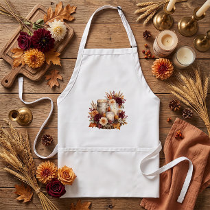 Rustikaler Herbstkerzen-Blumenstrauß Schürze