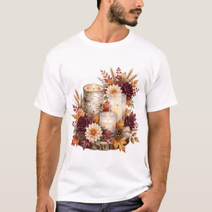 Rustikaler Herbstkerzen-Blumenstrauß T-Shirt