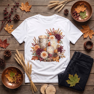 Rustikaler Herbstkerzen-Blumenstrauß T-Shirt