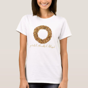 Rustikaler Herbstkranz dankbar dankbar, gesegnet T-Shirt
