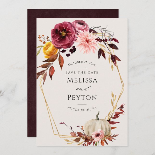 Rustikaler Herbstleaves Save the Date (Vorne/Hinten)