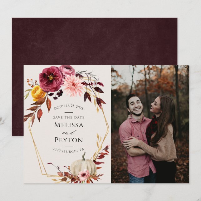 Rustikaler Herbstleaves Save the Date (Vorne/Hinten)
