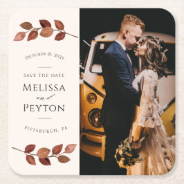 Rustikaler Herbstleaves Save the Date Rechteckiger Pappuntersetzer