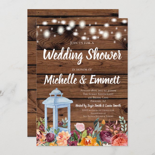 Rustikaler Herbstsonnensegel Polterabend Einladung (Vorne/Hinten)