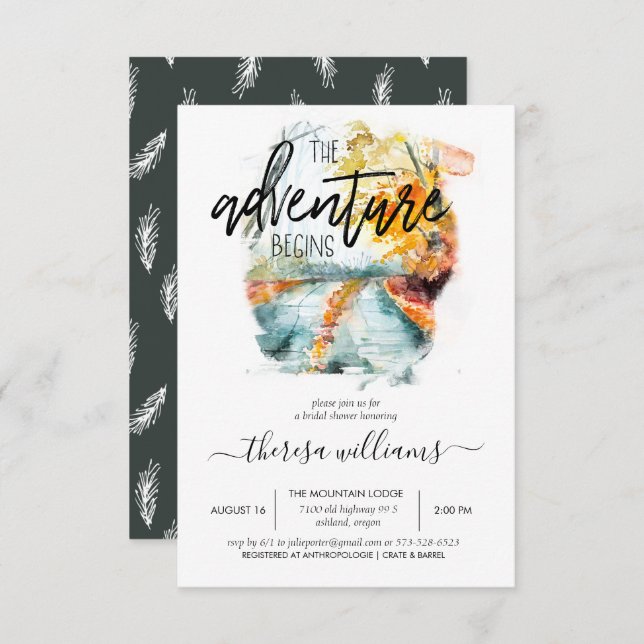 Rustikaler Herbstwald | Einladung zur Brautdusche (Vorne/Hinten)