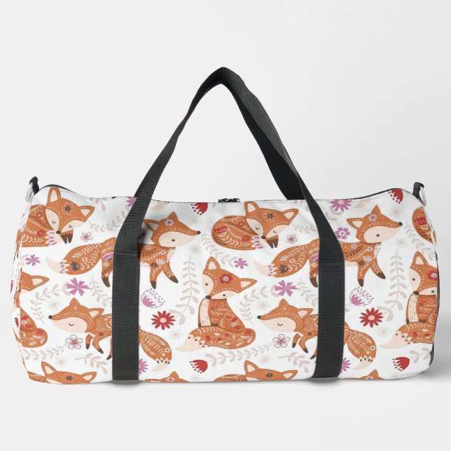 Rustikaler Herbstwald-Fuchs-Druck Duffle Bag (Vorderseite)