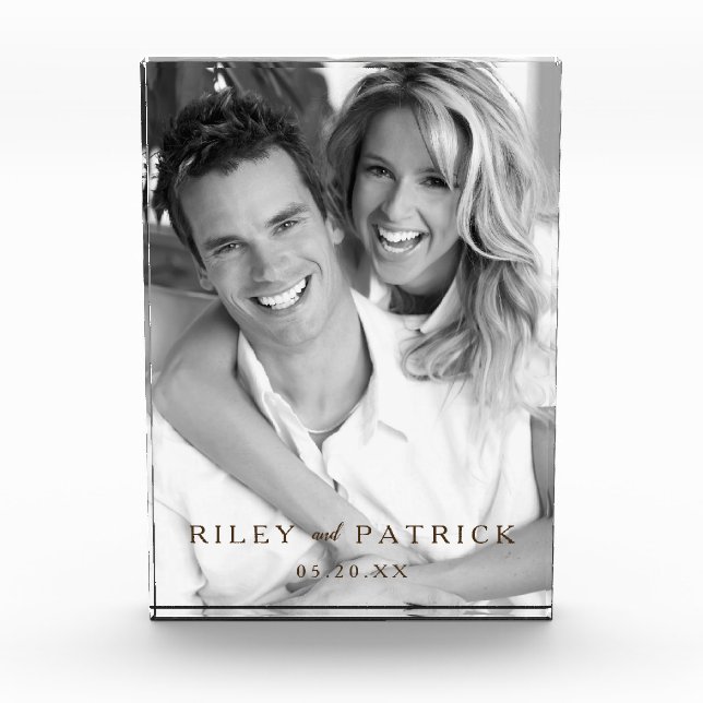 Rustikaler Herr und Frau Personalized Custom Fotoblock (Vorderseite)