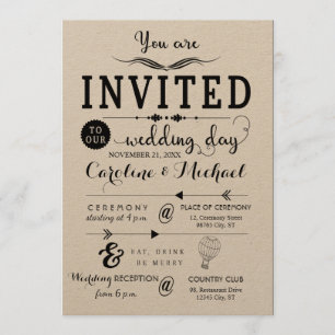 Rustikaler Hipster Hochzeitskarte Einladung