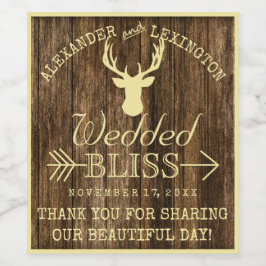 Rustikaler Hirschbuck auf der Hochzeit des Jägers Weinetikett