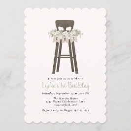 Rustikaler Hochstuhl Erster Geburtstag Einladung
