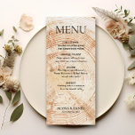 Rustikaler Hochzeitsbaum Holz Rinde Gran Menükarte<br><div class="desc">Die rustikale Hochzeitsbaum-Holzbräuner-Getreidekarte ist die perfekte Ergänzung zu Ihrer rustikalen Hochzeit. Diese individuell anpassbaren Menükarten verfügen über eine Kombination aus modernen und serifenlosen Schriftart für den Menütitel und schaffen ein stilvolles und optisch ansprechendes Design. Der rustikale Holzkornhintergrund verleiht dem Ganzen eine Touch natürlichen Charmes, was das Gesamtmotiv Ihrer Hochzeit noch...</div>