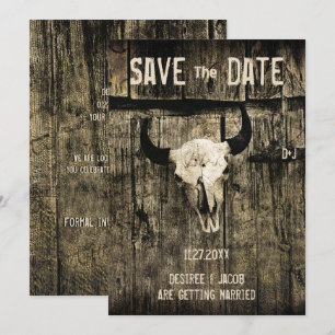 Rustikaler Hochzeitskull-Western Save the Date