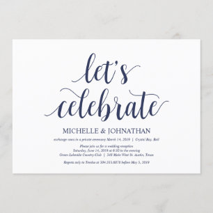 Rustikaler Hochzeitsnacht-Blauer Elopement-Empfang Einladung