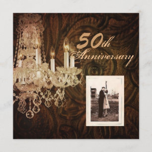rustikaler Hochzeitstag des Landleuchters 50. Einladung