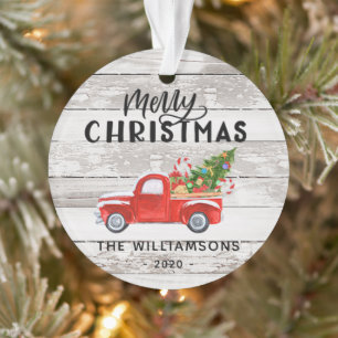 Rustikaler Holz-Alter Roter LKW Weihnachten Ornament