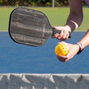 Rustikaler Holz Druck personalisiert Pickleball Schläger