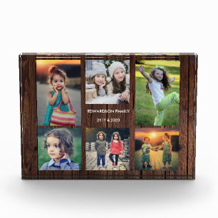 Rustikaler Holz-Familienfoto-Collage-Fotoblock Fotoblock
