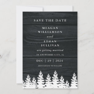 Rustikaler Holz Herbst Winter Hochzeit QR Code Save The Date