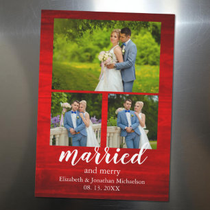 Rustikaler Holz Hochzeit und Frohlichkeit Fotocoll Magnetkarte