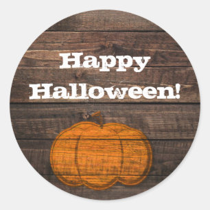 Rustikaler Holz-Kürbis Halloween Herbst Herbst Ges Runder Aufkleber