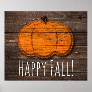 Rustikaler Holz-Kürbis-Land-Halloween-Herbst-Party Poster