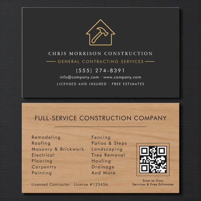 Rustikaler Holz QR-Code für Generalunternehmer Visitenkarte (Von Creator hochgeladen)