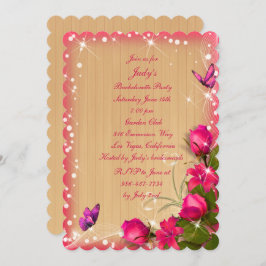 Rustikaler Holz Rosa Junggeselinnen-Abschied Einladung