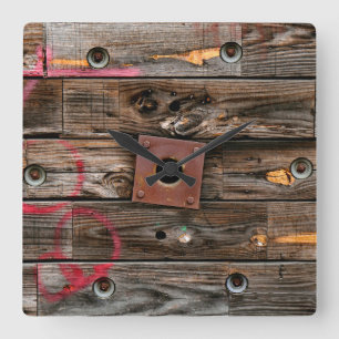 Rustikaler Holzdraht Quadratische Wanduhr