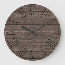 Rustikaler Holzeffekt braun Große Wanduhr